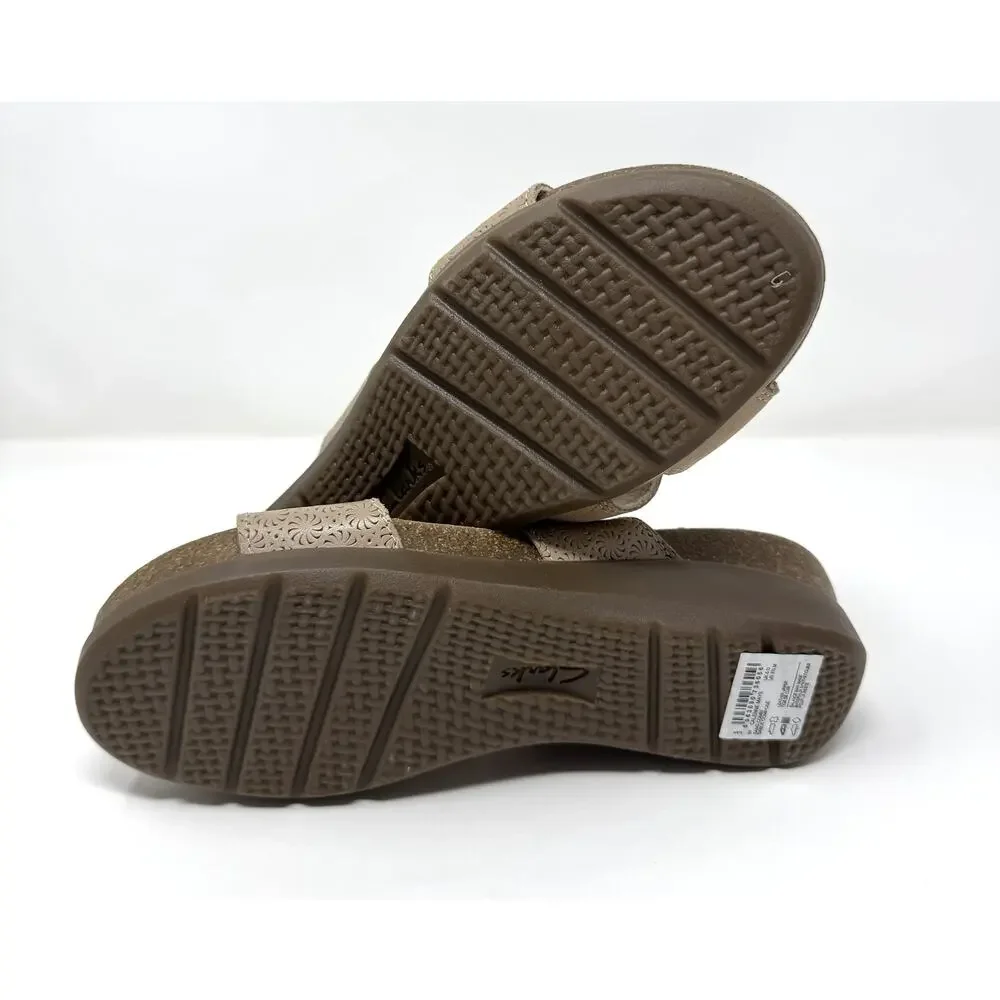 Clarks Women's Calenne Maye Wedge Sandal, Sand Combi,  Size 8.5 - Picture 6 of 7